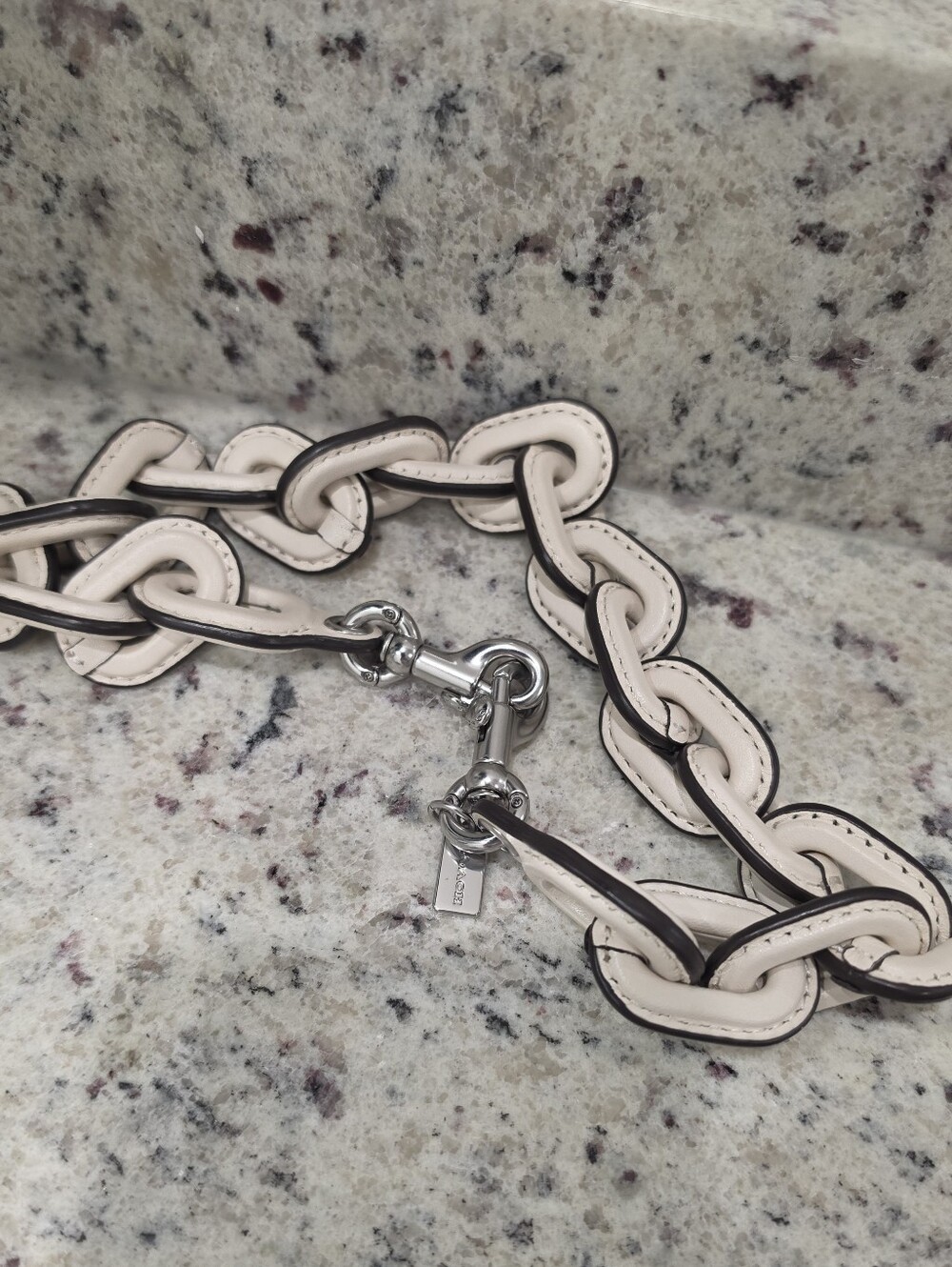 Coach White Chalk/Silver Short Leather Wrapped Chain Strap - Picture 4 of 4